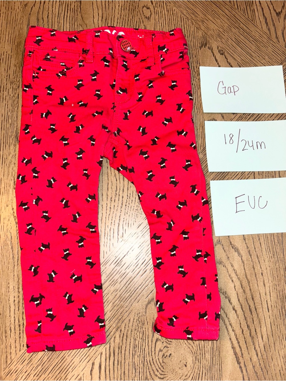 GAP Red Toddler Girls Scottie Dog Print Stretch Jeans